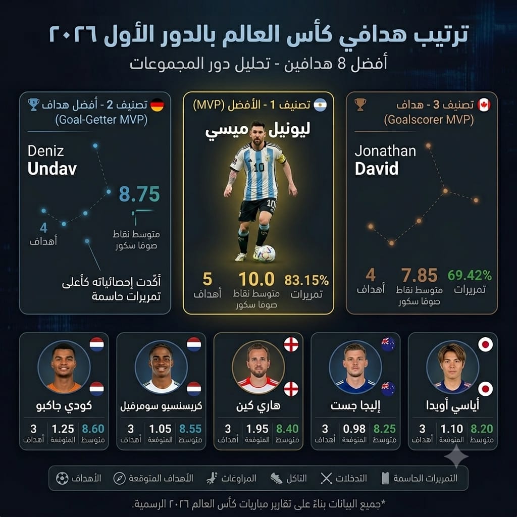 صراع الهدافين في كأس العالم  يشتعل مبكرًا.. وميسي يتقاسم الصدارة مع أونداف ودافيد