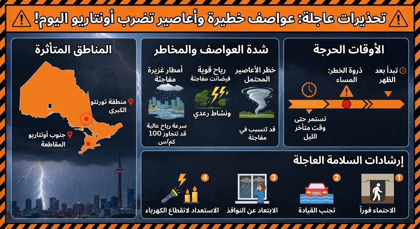 أونتاريو ..تحذيرات "برتقالية" من أعاصير وعواصف خطيرة